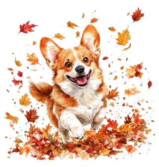 Obrázek 2 produktu Pánské tričko Podzimní Corgi v Listí
