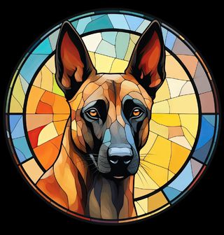 Obrázek 2 produktu Dětské tričko Belgický ovčák Malinois ve Vitráži Stained Glass