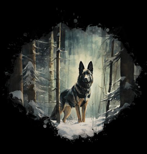 Obrázek produktu Pánské tričko Belgický ovčák Malinois ve Sněhu