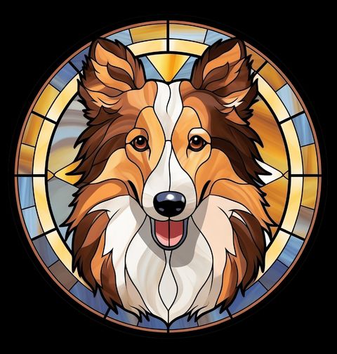 Obrázek produktu Dětské tričko Šeltie ve Vitráži Stained Glass