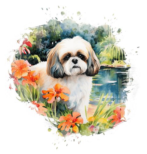 Obrázek produktu Pánské tričko Shih-tzu u Jezírka