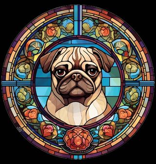 Obrázek 2 produktu Dětské tričko Mops ve Vitráži Stained Glass