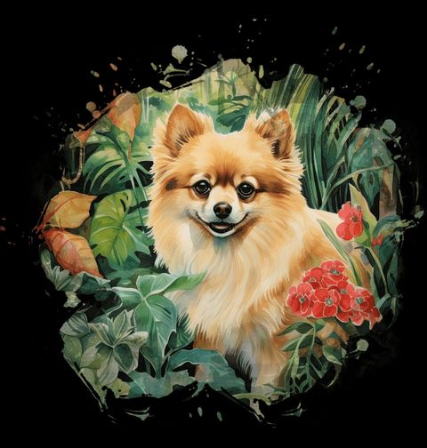 Obrázek produktu Pánské tričko Pomeranian v Džungli