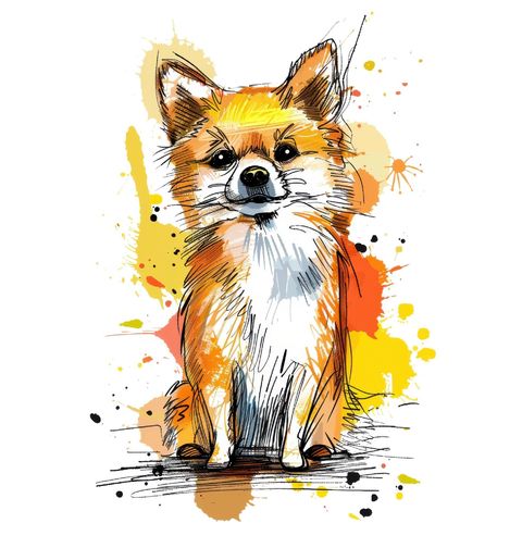 Obrázek produktu Pánské tričko Barevná skica Pomeranian