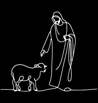 Obrázek 2 produktu Pánské tričko Duchovní pastýř Ježíš Kristus Line Art
