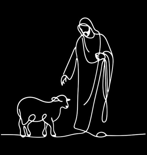 Obrázek produktu Pánské tričko Duchovní pastýř Ježíš Kristus Line Art