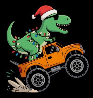 Obrázek 2 produktu Dámské tričko Vánoční T-Rex v Monster Trucku