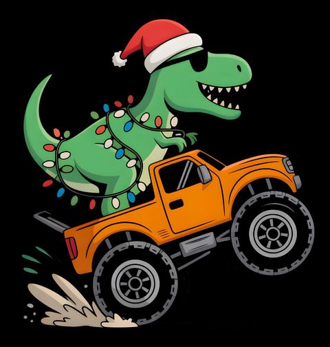 Obrázek produktu Dámské tričko Vánoční T-Rex v Monster Trucku