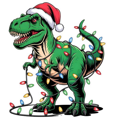 Obrázek produktu Dámské tričko Vánoční T-Rex s Čepicí