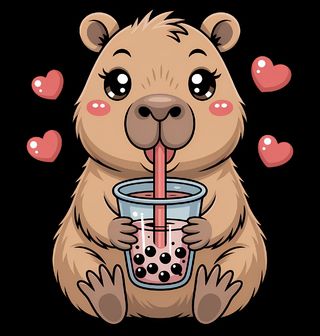 Obrázek 2 produktu Dětské tričko Roztomilá Kapybara s Bubble Tea
