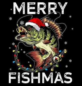 Obrázek 1 produktu Dámské tričko Vánoční Ryba na Háčku Merry Fishmas