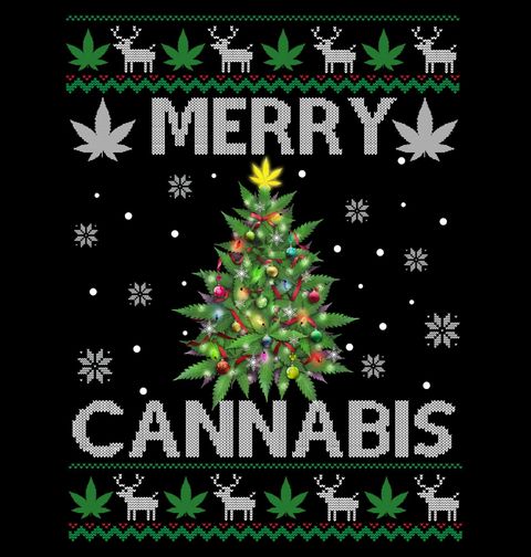 Obrázek produktu Dámské tričko Zhulené Vánoce Merry Cannabis