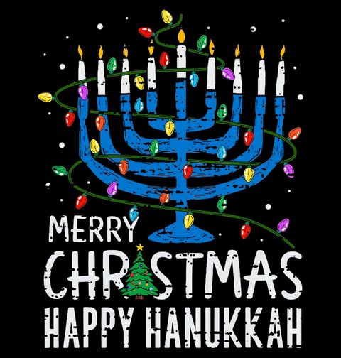 Obrázek produktu Dámské tričko Vánoční Menora Happy Hanukkah