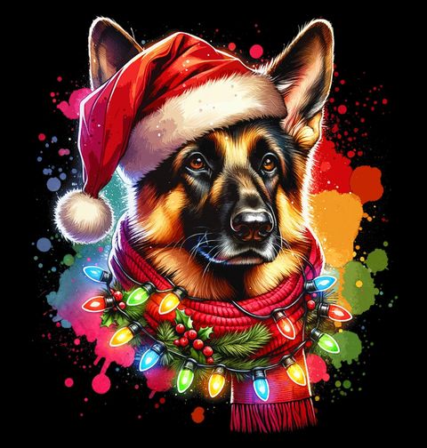 Obrázek produktu Dámské tričko Vánoční ovčák v Santa Čepici