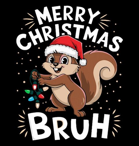 Obrázek produktu Dámské tričko Vánoční Veverka Merry Christmas Bruh