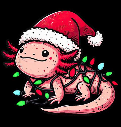 Obrázek produktu Pánské tričko Vánoční Růžový Axolotl