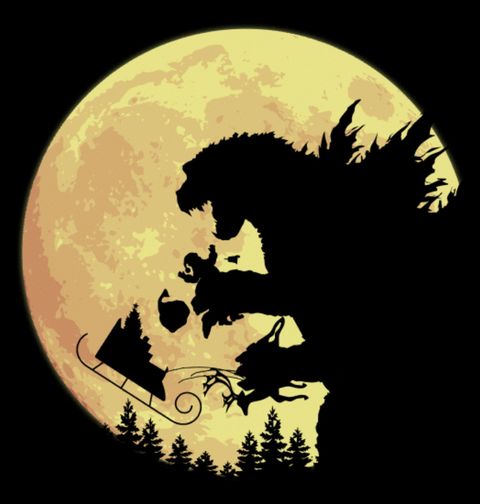 Obrázek produktu Pánské tričko Vánoční Godzilla Útočí