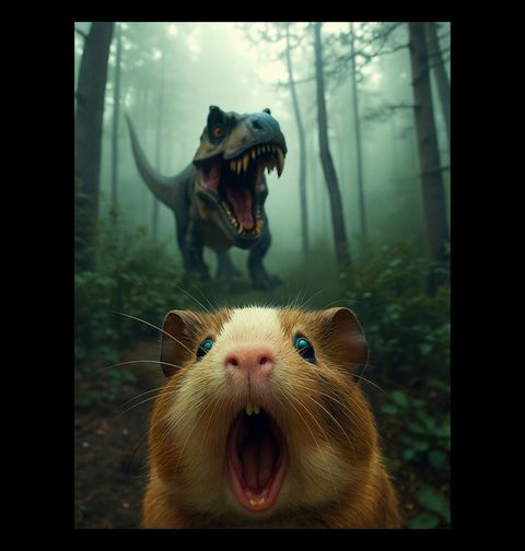 Obrázek produktu Pánské tričko Selfie Morčete a Útok T-Rexe