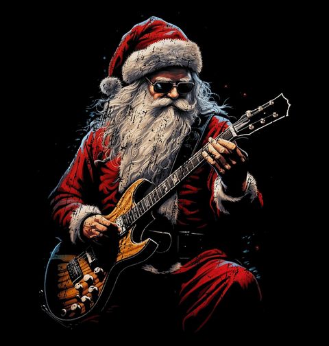Obrázek produktu Dámské tričko Rockový Santa s Kytarou
