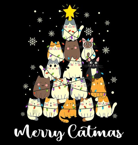 Obrázek produktu Dámské tričko Vánoční Kočičí Stromek Merry Catmas