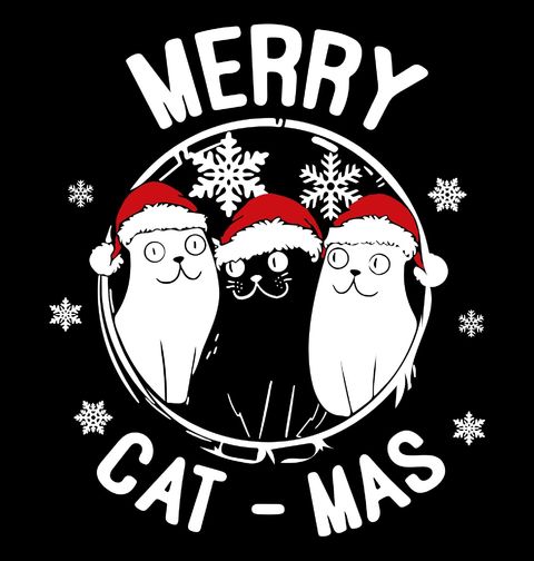 Obrázek produktu Pánské tričko Veselé Kočičí Vánoce Merry Cat-mas