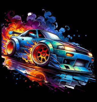 Obrázek 2 produktu Pánské tričko Driftující Auto v Plamenech