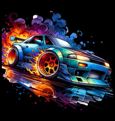 Obrázek produktu Pánské tričko Driftující Auto v Plamenech
