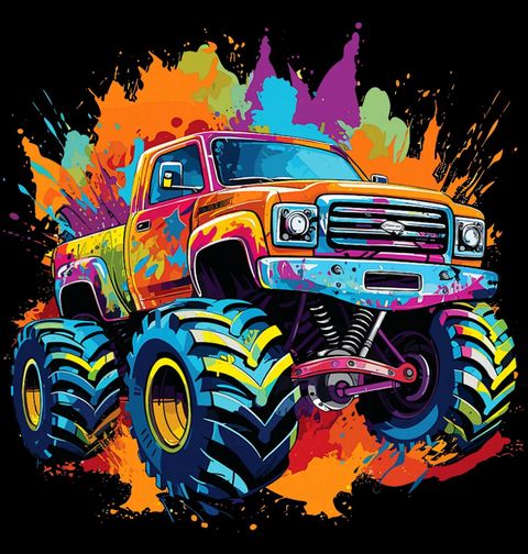 Obrázek produktu Dětské tričko Monster Truck v Explozi Barev