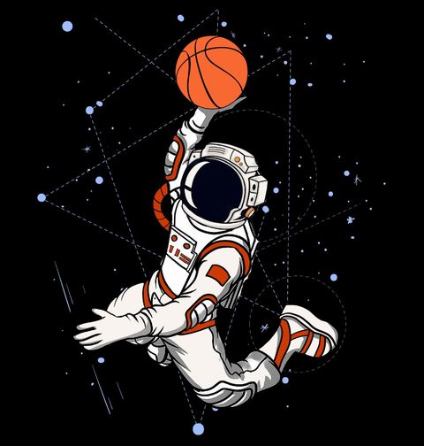Obrázek produktu Dámské tričko Smečující Astronaut Basketbalista