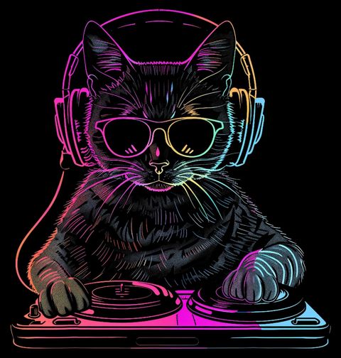 Obrázek produktu Pánské tričko Techno DJ Kočka