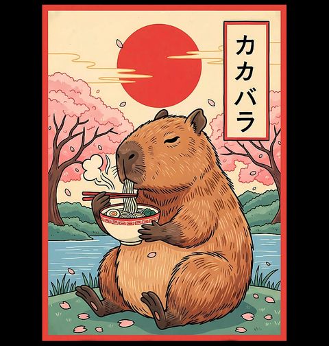 Obrázek produktu Pánské tričko Ramen Kapybara v Japonské Zahradě