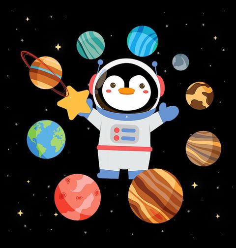 Obrázek produktu Dámské tričko Tučňák Astronaut ve Vesmíru