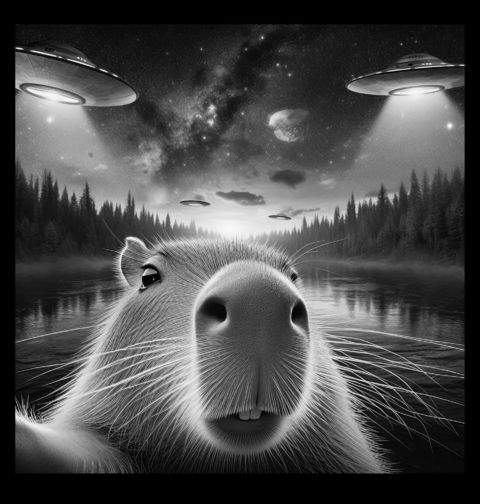 Obrázek produktu Pánské tričko Selfie Kapybary při UFO invazi