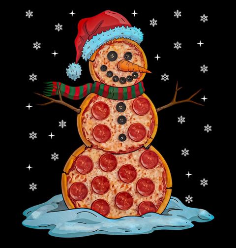 Obrázek produktu Dámské tričko Vánoční Pizza Sněhulák