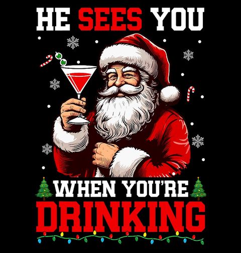 Obrázek produktu Pánské tričko Santa tě vidí, když piješ