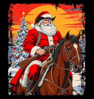 Obrázek 2 produktu Pánské tričko Vánoční Kovboj Santa na Koni