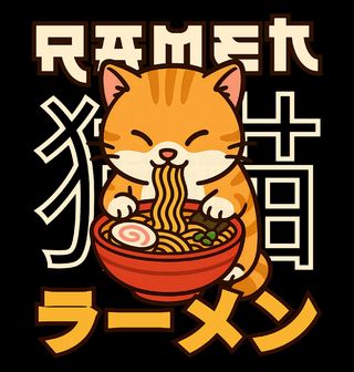 Obrázek 2 produktu Dámské tričko Oranžová Kočka a Ramen