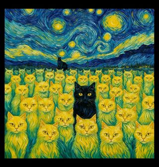 Obrázek 2 produktu Pánské tričko Pole Koček ve Hvězdné Noci