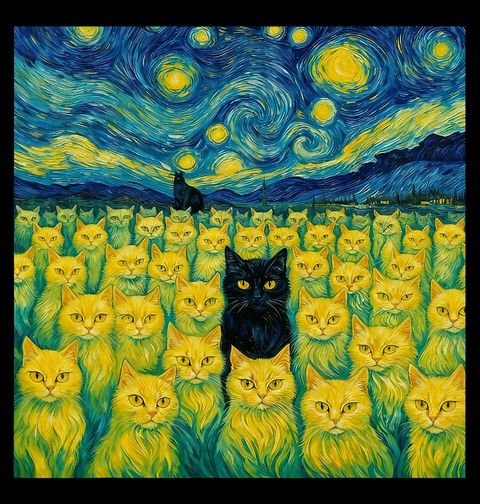 Obrázek produktu Pánské tričko Pole Koček ve Hvězdné Noci