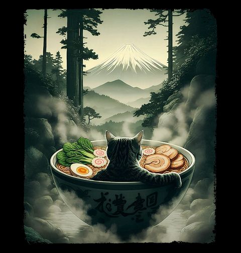 Obrázek produktu Dětské tričko Kočka v Misce Ramenu před Horou Fuji