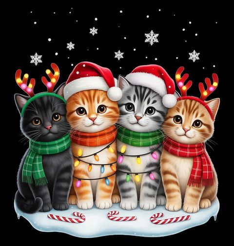 Obrázek produktu Pánské tričko Vánoční Koťata na Sněhu