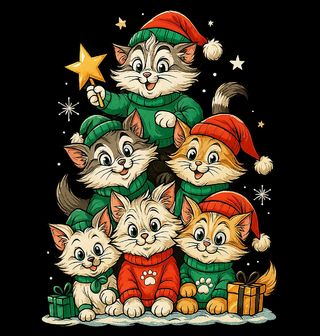 Obrázek 2 produktu Dámské tričko Vánoční Kočičí Parta