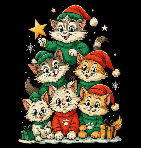 Obrázek produktu Pánské tričko Vánoční Kočičí Parta