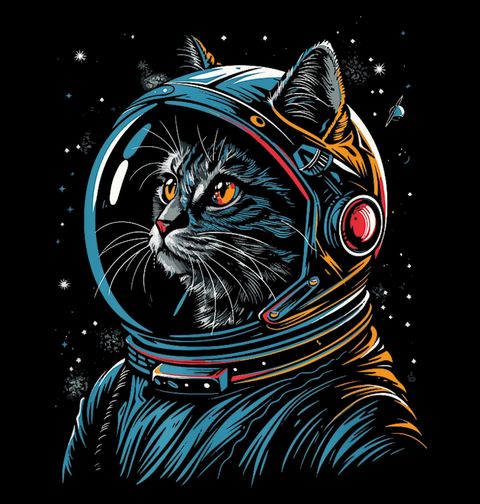 Obrázek produktu Pánské tričko Astronaut Kočka ve Vesmíru