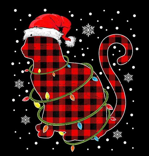 Obrázek produktu Dámské tričko Vánoční Kostkovaná Kočka