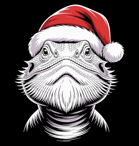 Obrázek produktu Pánské tričko Vánoční Agama Vousatá v Čepici