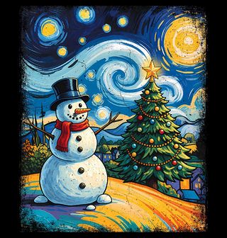 Obrázek 2 produktu Dámské tričko Vánoční Sněhulák ve Hvězdné noci