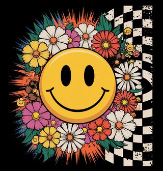 Obrázek 2 produktu Pánské tričko Květinový Smajlík Hippie Emoji