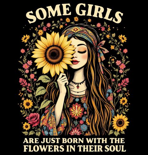 Obrázek produktu Dámské tričko Některé dívky se narodily s květinami v duši