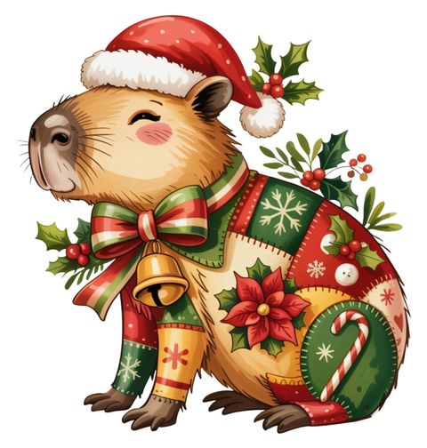 Obrázek produktu Dámské tričko Vánoční Kapybara ve Svetru